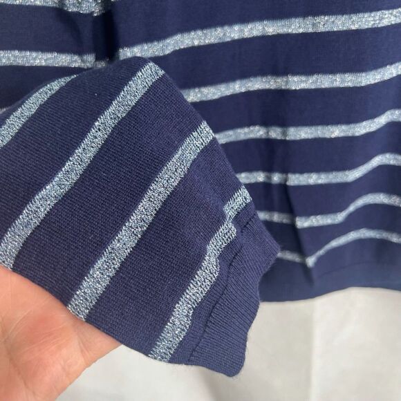Chico's Metallic Striped‎ Long Sleeve Turtleneck Sweater Size 1/MD - Picture 4 of 8